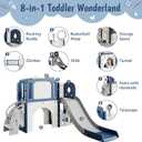 Garvee 8-in-1 Toddler Slide Indoor & Outdoor Playground Playset for Kids-Includes Climber, Basketball Hoop, Telescope, Tunnel, and Storage Space for Backyard & Courtyard Fun