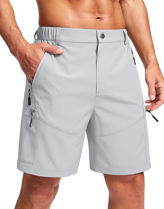 Men's Hiking Cargo Shorts Lightweight Outdoor Work Travel Golf Camping Casual with 5 Zipper Pockets, Large