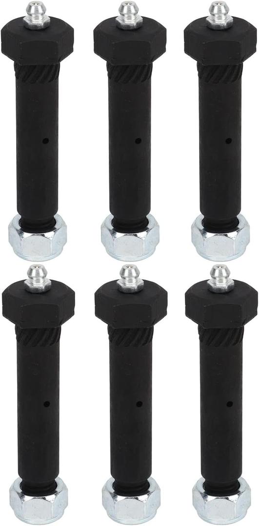 Trailer Leaf Spring Shackle Bolt, Pack of 6 Black Steel Trailer Axle Spring Shackle Bolt with Locknut Steel Grease Type Eye Wet Bolt Replacement for 2000 3500 5200 6000 7000 Axles