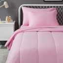 Amazon Basics 5 Piece Soft Microfiber Kid's Bed-in-a-Bag Bedding Set, Twin, Pink, Solid