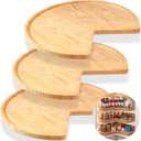 Leinuosen 3 Pcs 28 Inch Banded Pine Wood Full Kidney Shaped Lazy Susan for Corner Base Cabinets with Steel Swivel Bearing for Kitchen Turntables Pantry Spice Can Storage, Not Include Metal Rod