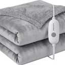 Electric Heated Blanket Full 72"x84"- 5 Heat & 10H Auto-Off, ETL Certified, Microplush Flannel & Sherpa, Same Color Both Sides, Machine Washable, Overheat Protection, Gifts for Home/Bedroom/Sofa, Gray (02-light Grey)