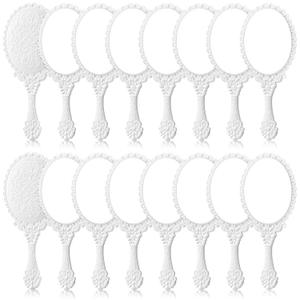 16 Pcs Vintage Handheld Mirror with Handle Small Cute Embossed Princess Handheld Mirror for Women Gifts Princess Party Favors Travel Makeup Supplies(White)