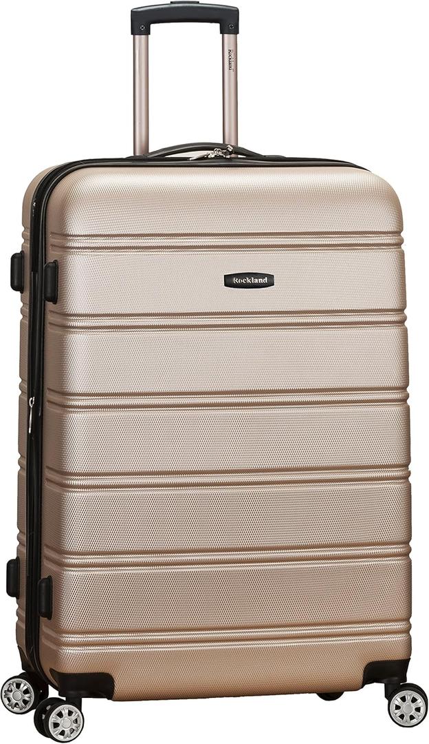 Rockland Melbourne Hardside Expandable Luggage with Spinner Wheels, Champagne, Checked Large 28" (Checked Large 28", CHAMPAGNE)