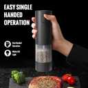 Electric Salt and Pepper Grinder Set, Rechargeable Automatic Salt and Pepper Grinder Set, One Hand Operation with LED Light, Adjustable Coarseness, Refillable, 95ml, Black (2 Pack)