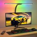 Upgraded LED Desk Lamp for Home Office with RGB, Rotatable Computer Desk Light with Remote, Eye Caring Table Lamp with Clamp for Study, Dimmable Dual Head Desk Lighting for Monitor PC, 22W