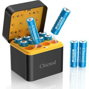 Rechargeable AA Lithium Batteries with Fast USB-C Charger, 12-Pack 4255 mWh 1.5V Constant Voltage for Blink Outdoor Camera, Xbox Controller, Flashlights 2000+ Cycles