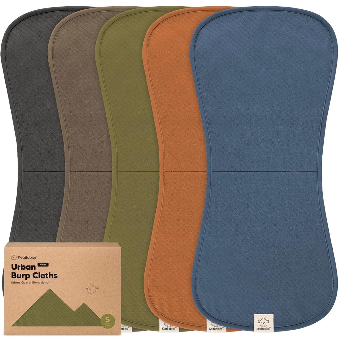 KeaBabies 5-Pack Organic Burp Cloths Baby Girl, Boy - Extra Large, Absorbent Baby Burp Cloths, Soft Burping Cloths for Babies, Newborn Burp Clothes, Cotton Burp Rags, Neutral Thick Burp Cloth (Basic)