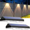 Solar Fence Lights - 2PK Solar Outdoor Light Warm White/Daylight White/Cold White 3 Modes Deck Lights for Outside, Deck Fences, Stair Railings, Pools and Walls (3000/4000/6000K)