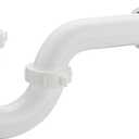 (1 Pack) Yariwiz White P Trap 1 1/2 Inch for Bathroom Kitchen Sink Drain Pipe Tubular Kit with White Threaded Adapter and Blue TPE Washer KSD-001W