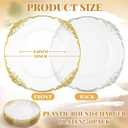 Havawish 50 Pcs Clear Gold 13 Inch Baroque Charger Plates Bulk Sturdy Acrylic Dinner Plates with Elegant Embossed Edge for Wedding, Banquet, Party Decor and Table Setting