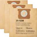 3 Pack ALTON Original Manufacturer Dust Bag AT25-1238, for 4 Gallon Wet/Dry Vacuum, Filter Bag Compatible with Porter-Cable PCX18301-4B and STANLEY SL18301-3B