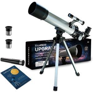 Telescope for Kids 50mm 100x Magnification Beginner Silver Telescopio with Tripod, 2 Eyepieces, Finder Scope Set, STEM Educational Astronomy Chritstmas Gift for Boys & Girls Ages 6-12