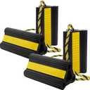 Wheel Chocks for RV Trailer Camper Trucks and Aircraft, Versatile Heavy Duty Rubber Wheel Chocks Block with 3 Reflective Strips, Tire Wheel Immobilizers & Chocks, [2pair/4pack with Rope]RV Accessories