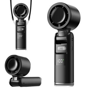 Lerat Portable Handheld Turbo Fan, 5 High-Speed Wind, Battery Operated, Up to 12H Runtime, 3 IN 1 Hand Fan with LED Display & Flashlight, Personal Cooling Fan for Travel, Outdoor, Beach Essentials