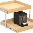 WelFurGeer 2-Tier Pull Out Cabinet Organizer with Soft Close Slides, Heavy-Duty Pull Out Drawers for Cabinets, Slide Out Shelf for Kitchen, Bathroom, Pantry & Under Sink, Solid Birch Wood