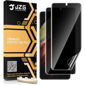JZG 2 Pack Privacy Screen Protector for Samsung Galaxy S21 Ultra, Anti Spy S21 Ultra Soft Film With Fingerprint Compatibility, Bubble Free