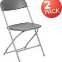 Flash Furniture Hercules Series Plastic Folding Chair - Grey - 2 Pack 650LB Weight Capacity Comfortable Event Chair-Lightweight Folding Chair, Set of 2