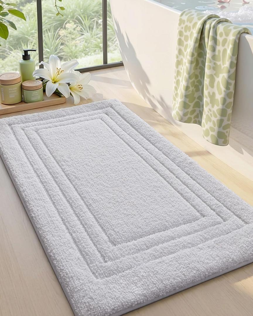 DEXI Bath Mats Bathroom Rug, 32x20 White Non Slip Bathroom Rugs Washable, Absorbent Bathmat Quick Dry for Shower Floor Sink