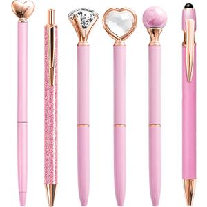 YOXMJDB Pink Pens for Women, 6 Pcs Cute Pens Ballpoint Pen Bulk, 1.0mm Medium Point Black Ink, Office and School Supplies Fancy Nice Pen Gifts for Girls Nurse Teacher (Pink)