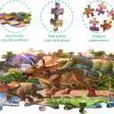 RANSUNN Dinosaur Puzzles for Kids Ages 6-8 4-6 Year Old - World of Huge Dinosaurs,2 Packs 60 Pieces Jigsaw Puzzle for Toddler Children Learning Educational Puzzles Toys for Boys and Girls.