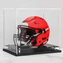 Football Helmet Display case Full Size,Self-Assembly Acrylic Helmet Display Case with Black Protection Holder Base,UV Protection Clear Sports Memorabilia Showcase for Basketball Sneakers (Full Size Football Helmet)