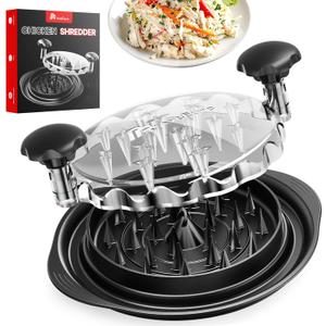 Large Chicken Shredder, Heavy Duty Highly Durable Chicken Shredder Tool Twist, Meat Shredder Machine, BPA Free, Strong Anti-Slip, Dishwasher Safe, Suitable for Pork Beef Chicken (Black)