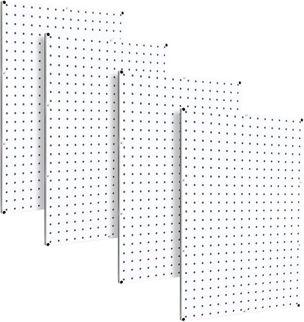 Made in USA Pegboard Wall Organizer 4 ea 24"x16" Plastic Peg Board Panels - 96 Wide - Kit P-212 W Garage Organization for Workbench Tool Storage, Crafts, Office, Shop