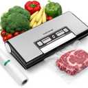 NutriChef Vacuum Sealer Machine, 80kPa Food Vacuum Sealer with Cutter, Bag Storage, Suction Hose, 1 Bag Roll & 5 Vacuum Bags to Ensure Freshness, Suitable for Freezer Meal Prep & Portioning 14"x7"x3"