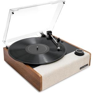 Victrola Eastwood II Record Player with Speakers Bluetooth 5.1 and Vinyl Stream Technology, Vintage Style 3-Speed Vinyl Player, Audio Technica AT-3600LA Cartridge (Oak)