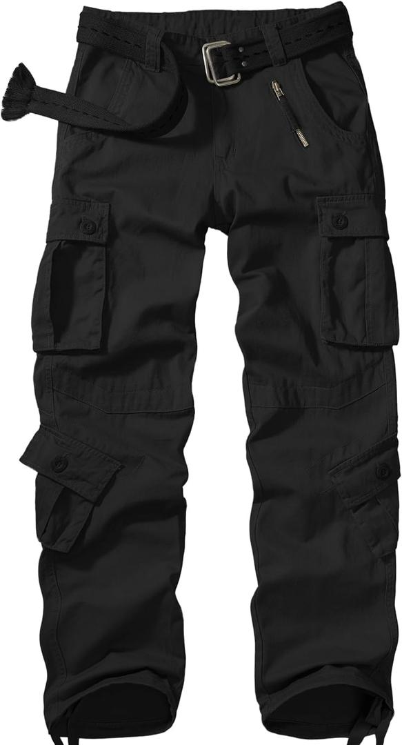 Men's BDU Casual Military Pants, Tactical Wild Army Combat ACU Rip Stop Camo Cargo Work Pants Trousers with 8 Pockets (32, Black)