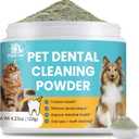 Pet Dental Powder for Dogs and Cats - Dog Teeth Cleaning Powder for Breath Freshener, Oral Care with Natural Herbal Blend & Tartar Remover for Dogs, Dog Teeth Cleaning + Postbiotics (60 Servings), EXP: 04/27/2027