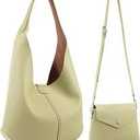 HKCLUF Hobo Bags Purses for Women 2PCS/Set,Soft Vegan Leather Slouchy Shoulder Hobo Handbags with Small Crossbody Bags for Women (pink)