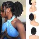 Oseti Dreadlock Curly Black Loc Drawstring Ponytail for Black Women, Short Loc Petal Bun Loc Accessories Clip in on Ponytails Hair Extensions Fake Ponytail Synthetic Hair Pieces for Black Women