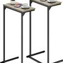 TUTOTAK C Shaped End Table, Small Side Table, Set of 2, 28.7 inch Tall Couch Table, Sofa Table, Living Room, Bed Room, Greige TB01BG0712