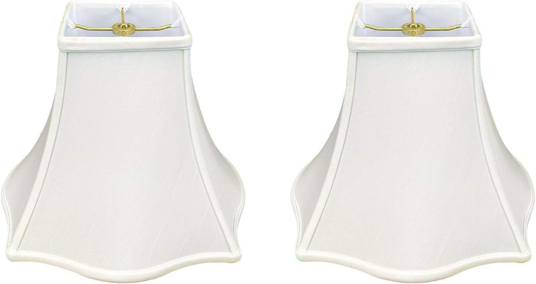 Royal Designs, Inc. Regal Series Fancy Square Bell Lamp Shade, 5 x 12 x 9.75, White, Pack of 2