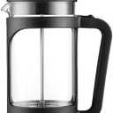 French press, borosilicate glass French press coffee maker, 3 layer stainless steel tea press,34oz large french press, suitable for home, office, kitchen, travel, fashion black