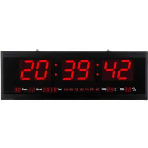 Rsobl 21.6 Inch Oversized LED Digital Wall Clock Large Display with Indoor Temperature Date and Day of Week,Electric Wall Clock/Calendar Timer Home Decor, Red