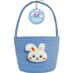 Easter Basket, Easter Baskets for Kids, Baby Easter Basket with Handle, Empty Bunny Egg Basket, Easter Baskets for Boys, Girls, Toddler, Babies, Infant Easter gifts basket Personalized (Sky Blue Bunny)