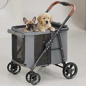 NUGUTIC Dog Stroller for Large & Medium Dogs Up to 80 Lbs, Grey
