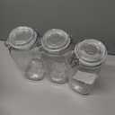 LOOIOOJ 50oz Square Glass Food Storage Jars with Airtight Clamp Lids, 3 Pack Large Kitchen Canisters for Flour, Cereal, Coffee, Pasta and Canning, Mason Jar (Clear 50oz Square - 3 sets)