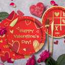 Gatherfun Valentine's Day Party Supplies Red Heart Love Disposable Paper Plates Napkins for Valentine's Day, Engagements, Anniversary, Birthday Party Serve 50