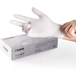 LANON Food Safe White Disposable Nitrile Gloves, Latex-Free, Powder-Free, Textured Fingertips, Cooking, Cleaning, XL (X-Large (Pack of 100))