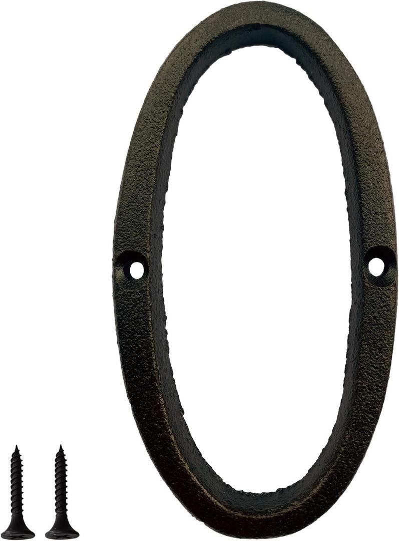 2 x TripDock 5.5 Inch House Number, Metal Address Number, Decoration Door, Street, Mailbox, Home, Easy to Install, Black Brown (Number 0)