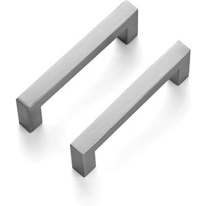 Ravinte 3 Pack 3-3/4 Inch Square Cabinet Handles Satin Nickel Pulls Brushed Nickel Drawer Pulls Kitchen Cupboard Hardware for Cabinets Cupboard Drawer Handles