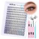 Natural Lash Clusters Kit Wispy Lash Extension Kit Cluster Eyelash Extension C-curly Cluster Lashes Kit DIY Eyelash Extension Kit Natural Eyelash Clusters with Lash Bond and Seal by Newcally