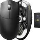 Lamzu Maya X Wireless Gaming Mouse, Ultra Lightweight 47g, Optical Switch, Maximum 30000 DPI, Symmetrical, MCU Nordic 52840, Dust-Proof Encoder, PAW3950 Sensor(Larger Maya) (Black)