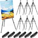 Nicpro Art Easel Stand for Sign - 6 Pack Black Aluminum Tripod Easels, Adjustable Height 17 to 66 inches, for Table-Top/Floor Painting, Display, Poster, Canvas | with Storage Bag