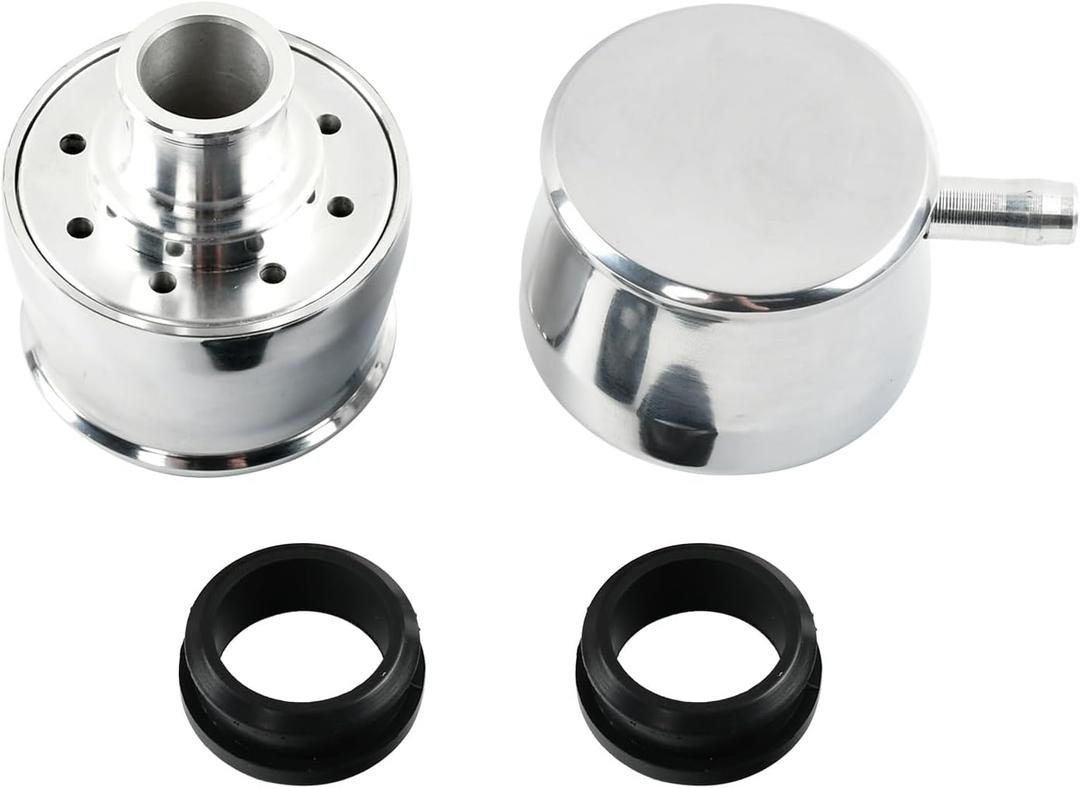 Silver Aluminum Smooth Valve Cover & Breather Combo with 2 Grommets Compatible with SBC BBC SBF For 1-1/4" Hole-2PC