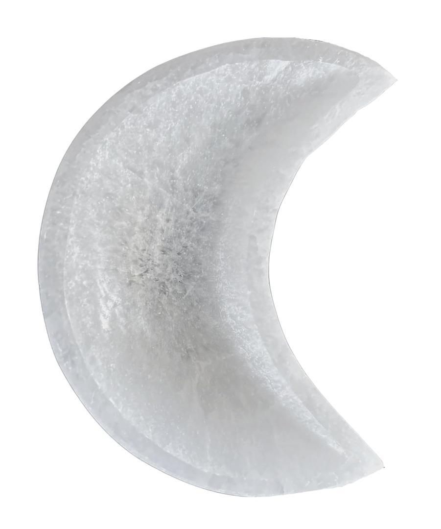 Amazing Gemstone Selenite Bowl - 4" Moon Selenite Crystal to Charge your Healing Stones and Crystals - Selenite Charging Plate Bowl (Moon Shape)